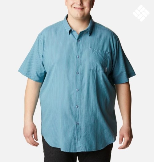 Men's Columbia Under Exposure Yarn-Dye Short Sleeve Shirts Stripe | Plus Size CA-W04LA